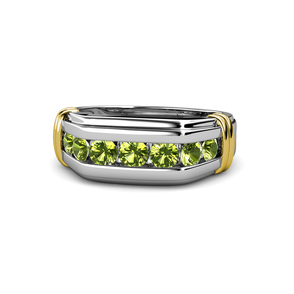 Brad Peridot 7 Stone Men Wedding Ring (8.5 mm) 